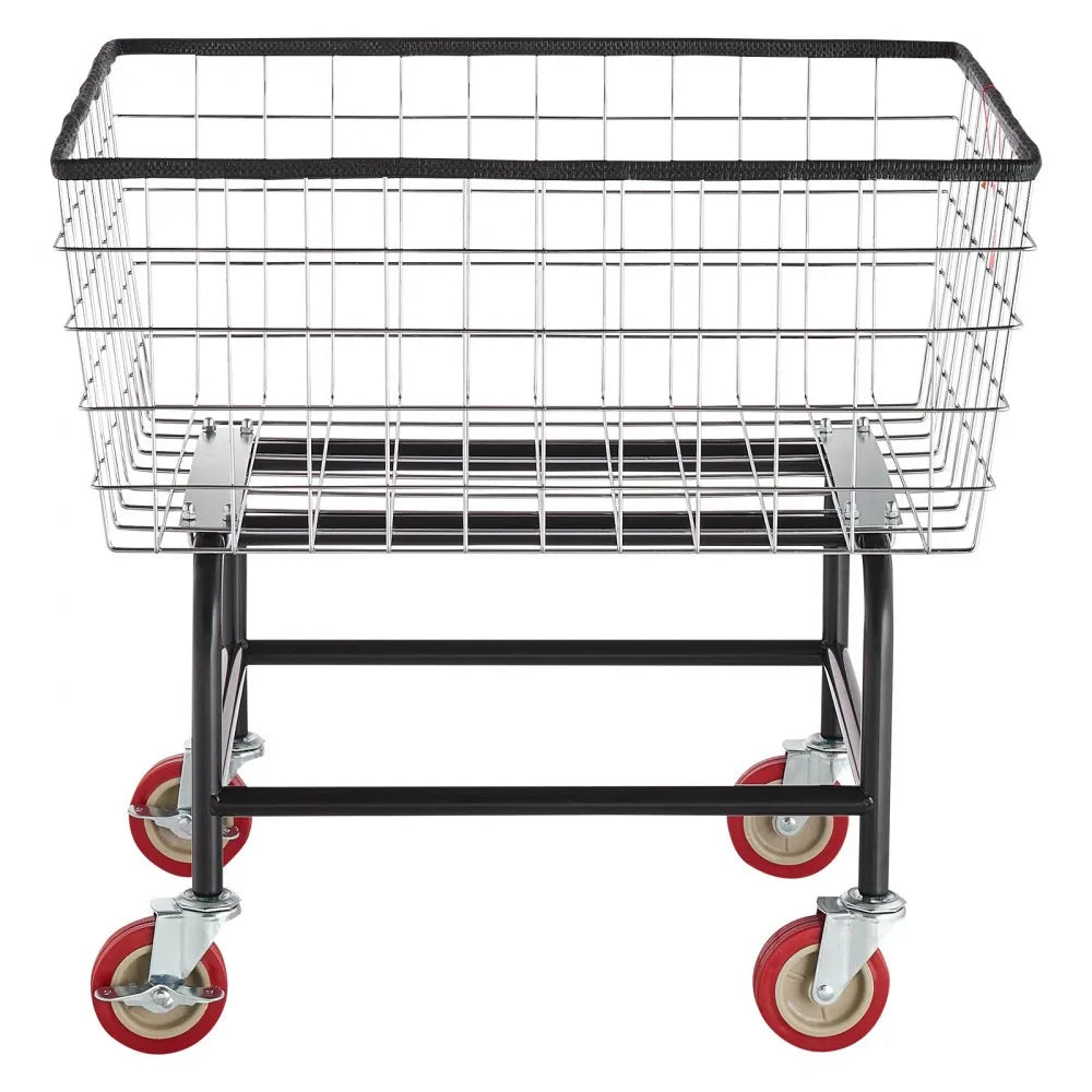 VEVOR Wire Laundry Cart, 2.8Bushel Wire Laundry Basket with Wheels, 26.7''x21.7''x26.4'' Commercial Wire Laundry Basket Cart, Steel Frame with Chrome Finish, 4" Casters, Wire Basket Cart for Laundry