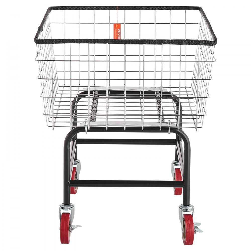 VEVOR Wire Laundry Cart, 2.8Bushel Wire Laundry Basket with Wheels, 26.7''x21.7''x26.4'' Commercial Wire Laundry Basket Cart, Steel Frame with Chrome Finish, 4" Casters, Wire Basket Cart for Laundry