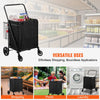 VEVOR Folding Shopping Cart with Removable Waterproof Liner, 210LBS Large Capacity Jumbo Grocery Cart with Dual Basket, 360° Swivel Wheels, Dense Metal Mesh Base, Heavy Duty Utility Cart for Shopping