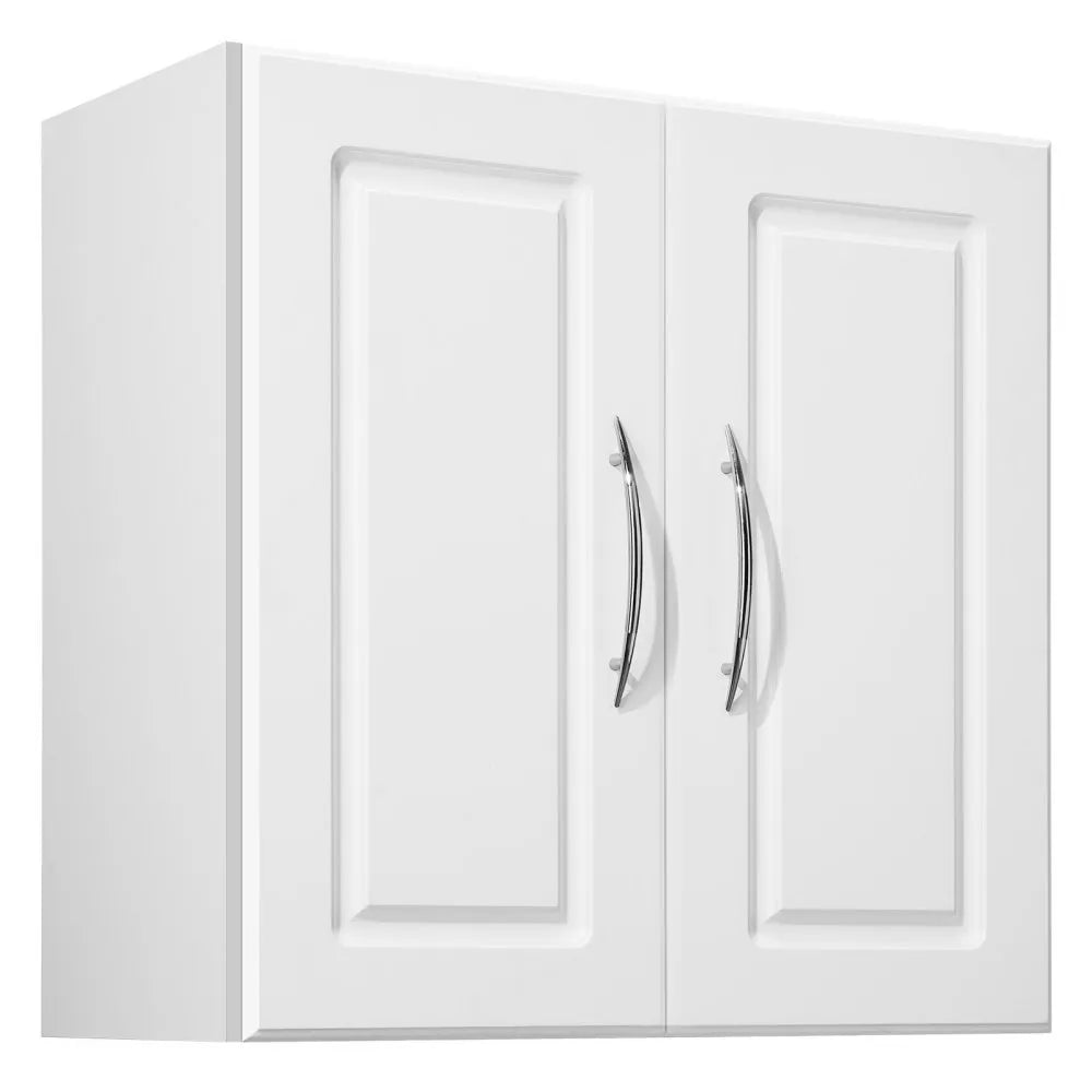 VEVOR Laundry Room Wall Cabinet, 2-Tier Wall Mounted Hanging Cabinet with Adjustable Shelf, Cupboard Storage with 2 Doors, for Kitchen, Bathroom, Laundry, 11.8 x 23.6 x 23.6 in (D x W x H), White