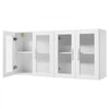 VEVOR Laundry Room Wall Cabinet, 2-Tier Wall Mounted Cabinet with Adjustable Shelf, Cupboard Storage with 4 Doors, for Kitchen, Bathroom, Laundry, Set of 2, Each 12 x 24 x 24 in (D x W x H), White