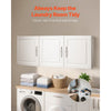 VEVOR Laundry Room Wall Cabinet, 2-Tier Wall Mounted Hanging Cabinet with Adjustable Shelf, Cupboard Storage with 3 Doors, for Kitchen, Bathroom, Laundry, 12.44 x 54 x 20.31 in (D x W x H), White