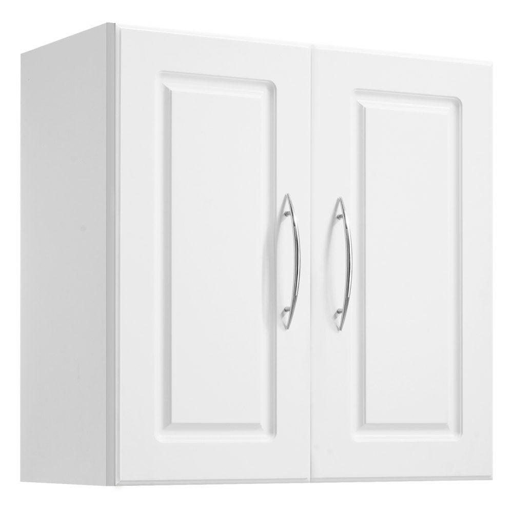 VEVOR Laundry Room Wall Cabinet, 2-Tier Wall Mounted Hanging Cabinet with 2 Doors, Cupboard Organizer with Adjustable Shelf, for Kitchen, Garage, Laundry, 11.8 x 23.6 x 23.6 in (D x W x H), White