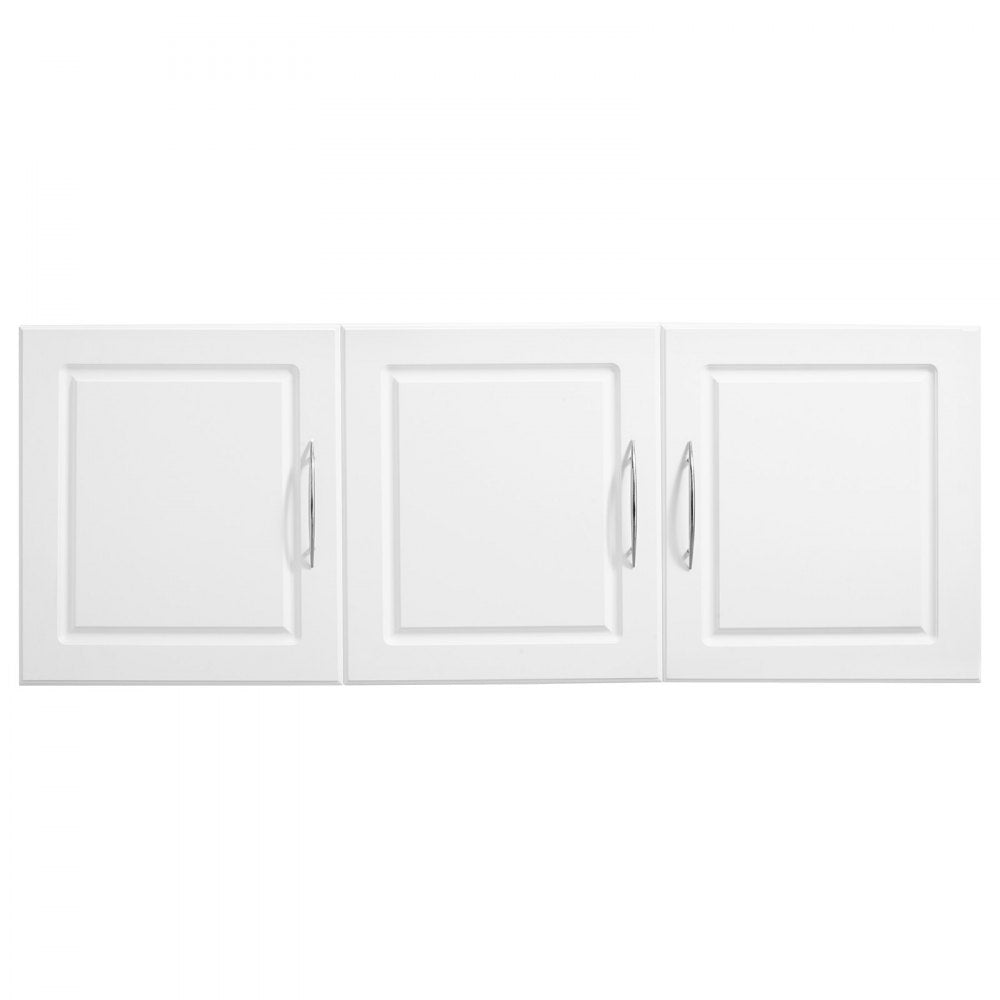 VEVOR Laundry Room Wall Cabinet, 2-Tier Wall Mounted Hanging Cabinet with 3 Doors, Cupboard Organizer with Adjustable Shelf, for Kitchen, Garage, Laundry, 12.44 x 54 x 20.31 in (D x W x H), White