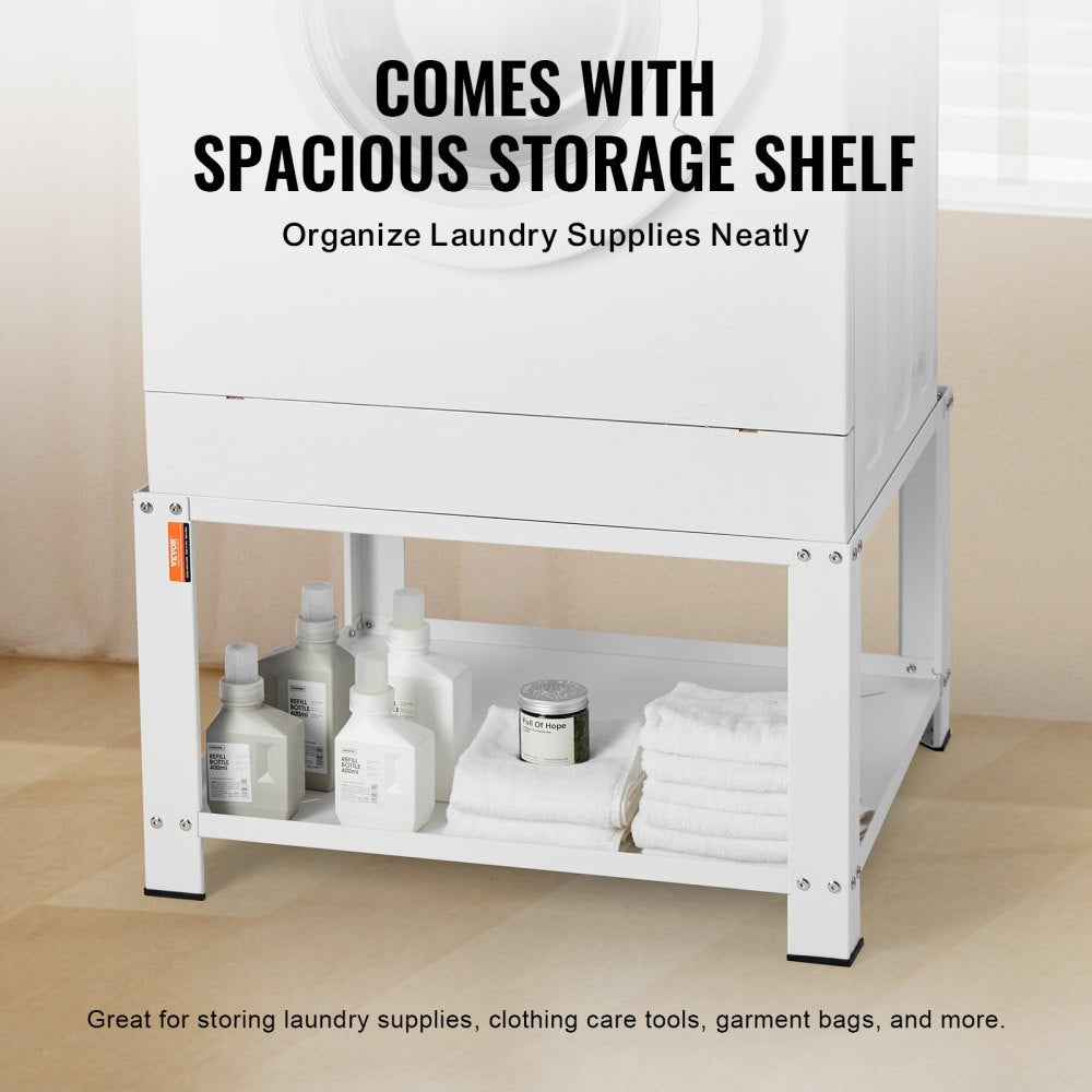 VEVOR Laundry Pedestal with Storage Shelf, 28"Lx28" Wx16" H, Washer And Dryer Base Stand Platform Universal Fit 660lbs Capacity, Heavy Duty Steel Multi-Functional Base for Washing Machine