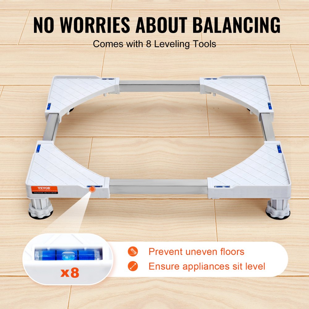 VEVOR Mini Fridge Stand Universal Laundry Pedestal, Adjustable with 4 Strong Feet, Washing Machine Base Multi-Functional for Washer And Dryer, 15"-24.2"W Expandable