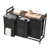 VEVOR 3 Section Laundry Sorter, Large Laundry Hamper with Metal Frame and Wooden Tabletop, Freestanding Storage Organizer Baskets with Pull-Out 600D Oxford Cloth Bags for Dirty Clothes, Bathroom