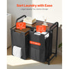 VEVOR 2 Section Laundry Sorter, Large Laundry Hamper with Metal Frame and Wooden Tabletop, Freestanding Storage Organizer Baskets with Pull-Out 600D Oxford Cloth Bags for Dirty Clothes, Bathroom