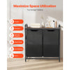 VEVOR 2 Section Laundry Sorter, Large Laundry Hamper with Metal Frame and Wooden Tabletop, Freestanding Storage Organizer Baskets with Pull-Out 600D Oxford Cloth Bags for Dirty Clothes, Bathroom