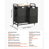 VEVOR 2 Section Laundry Sorter, Large Laundry Hamper with Metal Frame and Wooden Tabletop, Freestanding Storage Organizer Baskets with Pull-Out 600D Oxford Cloth Bags for Dirty Clothes, Bathroom