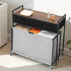 VEVOR 3 Section Laundry Sorter, Rolling Laundry Hamper with 2 Drawers, Hooks & Wheels, Rolling Basket Organizer Storage with Pull-Out Rolling Bags and Wooden Tabletop for Dirty Clothes, Bathroom