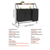 VEVOR 2 Tiers Laundry Sorter, Tall Laundry Hamper with Metal Frame and Wooden Tabletop, 3 Section Rolling Basket Organizer Storage with Ladder Shelves and 600D Oxford Cloth Bags for Dirty Clothes