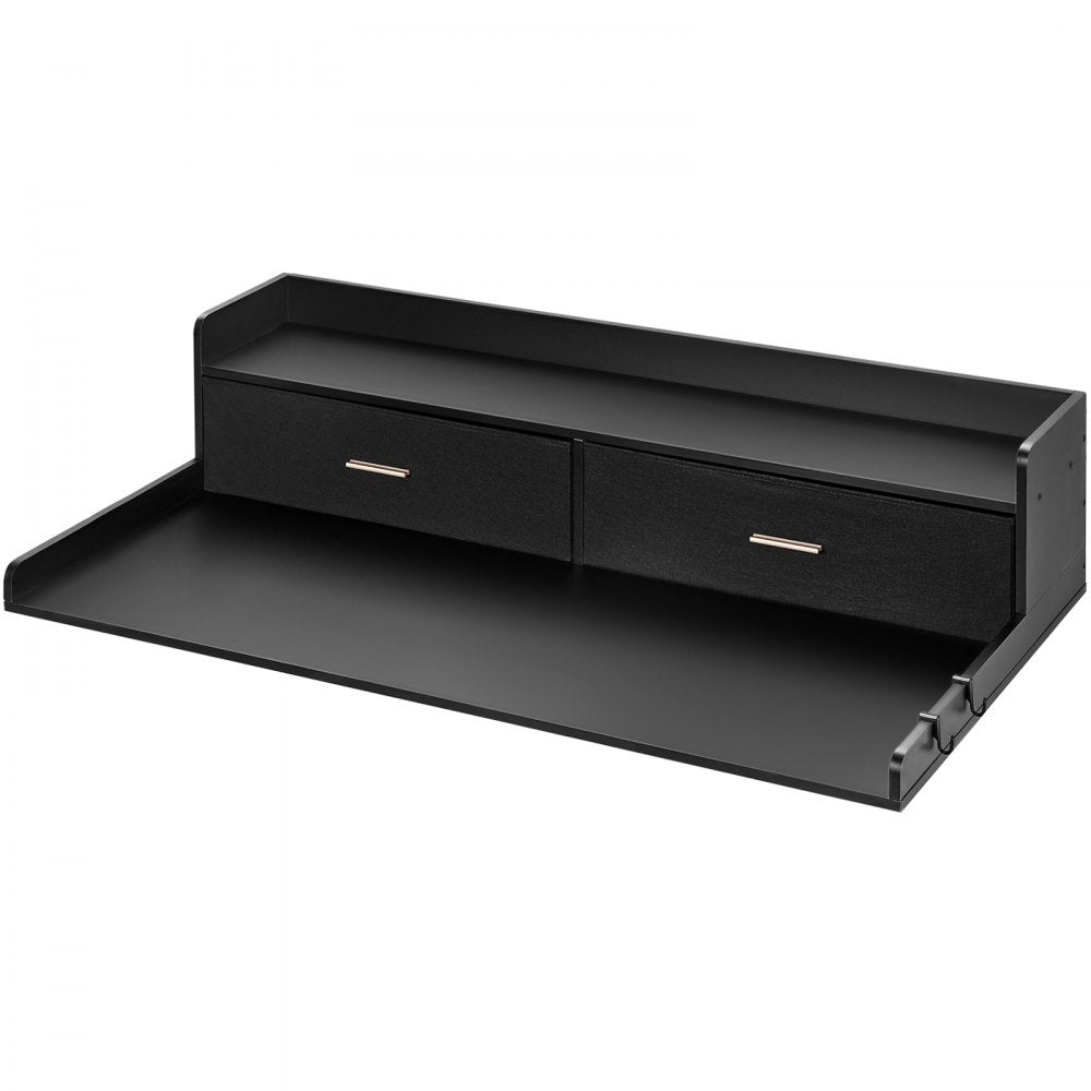 VEVOR 2 Drawers Washer Dryer Countertop with 2-Tier Shelf, 54" x 27" Wooden Washer and Dryer Countertop with Non-Slip Pads, Water-Resistant Laundry Topper for Laundry Room Organization, Black
