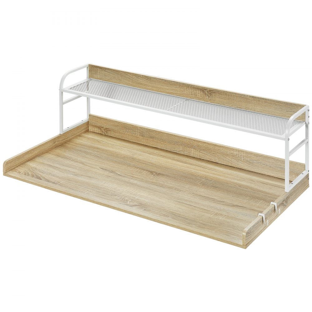 VEVOR Washer Dryer Countertop with 2-Tier Shelf, 54" x 27" Wooden Washer and Dryer Countertop with Anti-Slip Pads, Water-Resistant Laundry Topper Cover for Laundry Room Organization and Storage, Oak