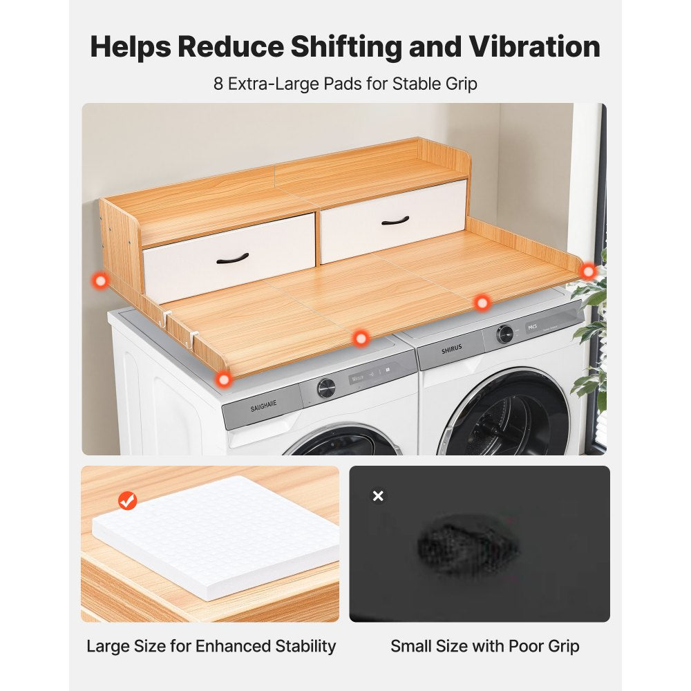 VEVOR Washer Dryer Countertop with Shelf, 54 x 27.5 in Wooden Washer and Dryer Topper with 2 Drawers & 2 Hooks, Laundry Machine Topper for Laundry Closet Pantry Counter Organization and Storage, Burlywood