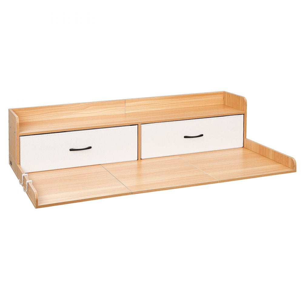 VEVOR Washer Dryer Countertop with Shelf, 54 x 27.5 in Wooden Washer and Dryer Topper with 2 Drawers & 2 Hooks, Laundry Machine Topper for Laundry Closet Pantry Counter Organization and Storage, Burlywood