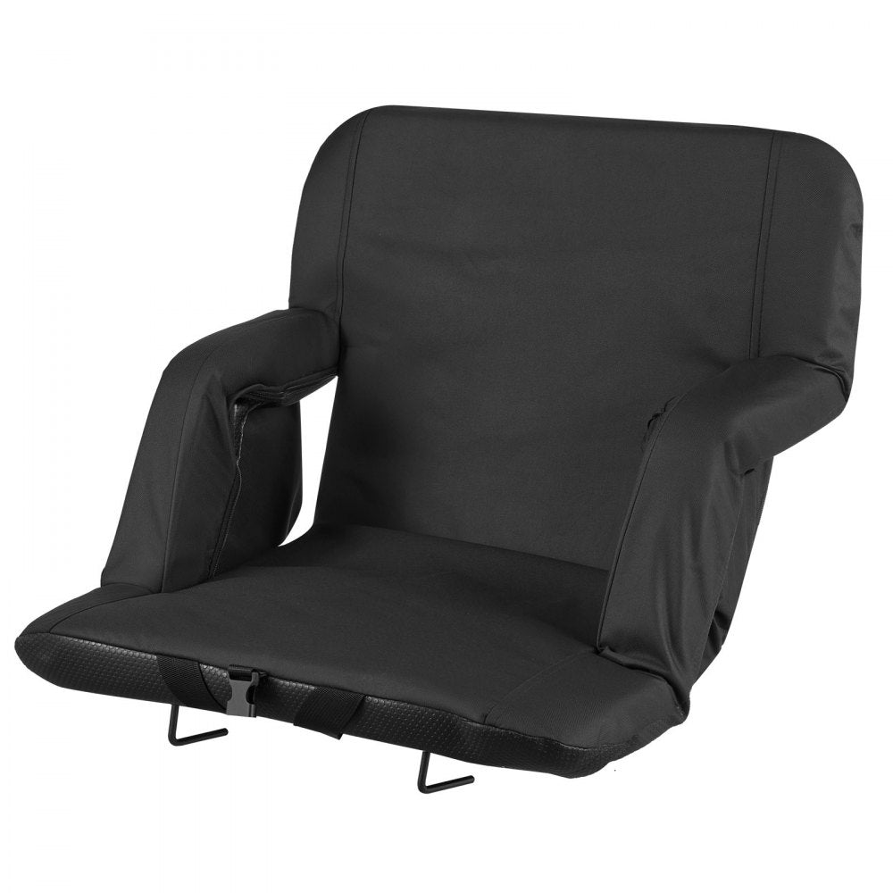 VEVOR Stadium Seat, 6 Adjustable Angle Wide Bleacher Chair, 2.9'' Cushion Padded Stadium Seat with Armrest and Back Support, Stadiums Chair with Hook Cupholder for Picnics, Beach Sports, and Gaming