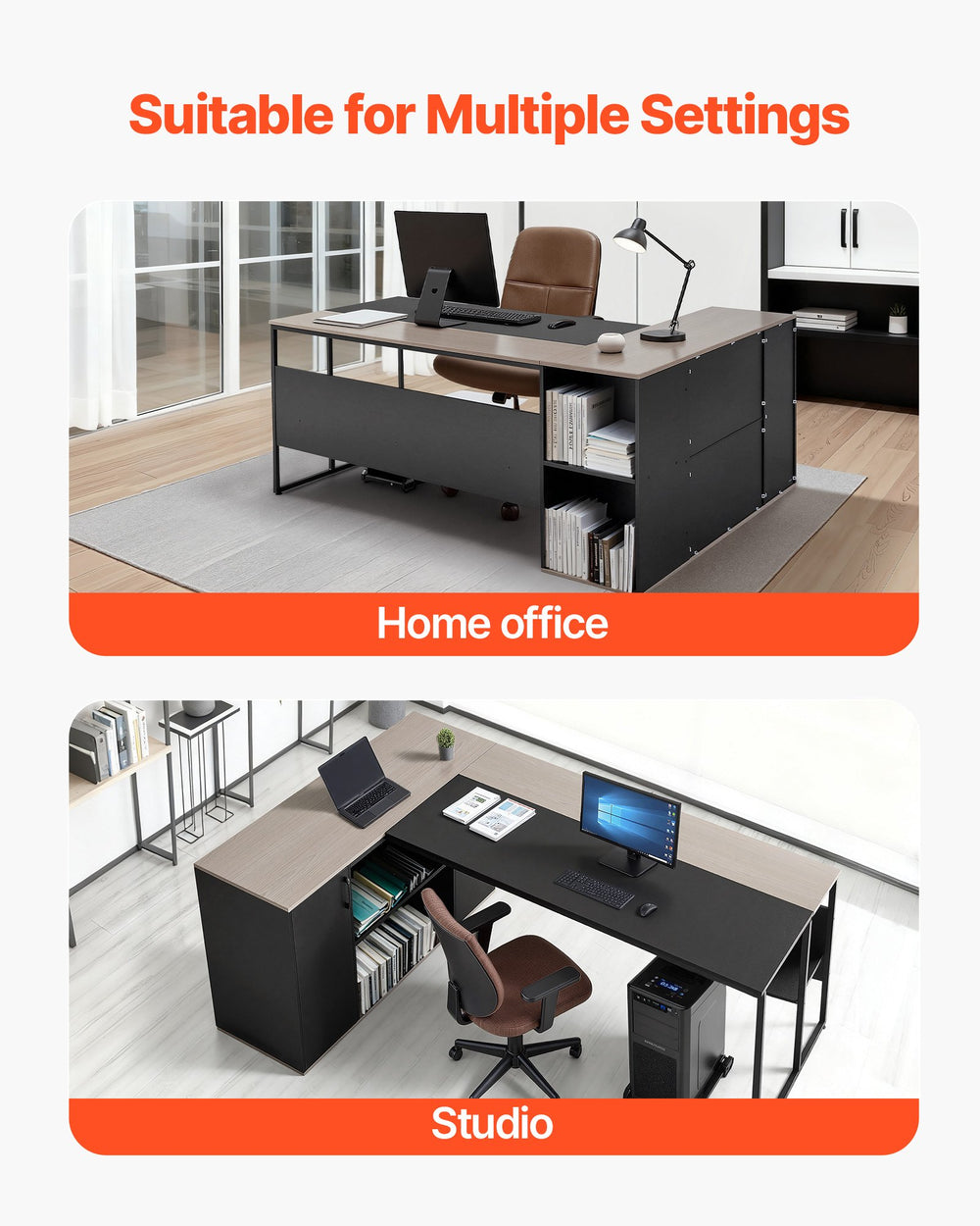 VEVOR L-Shaped Executive Desk - suitable for multiple settings (graphic)