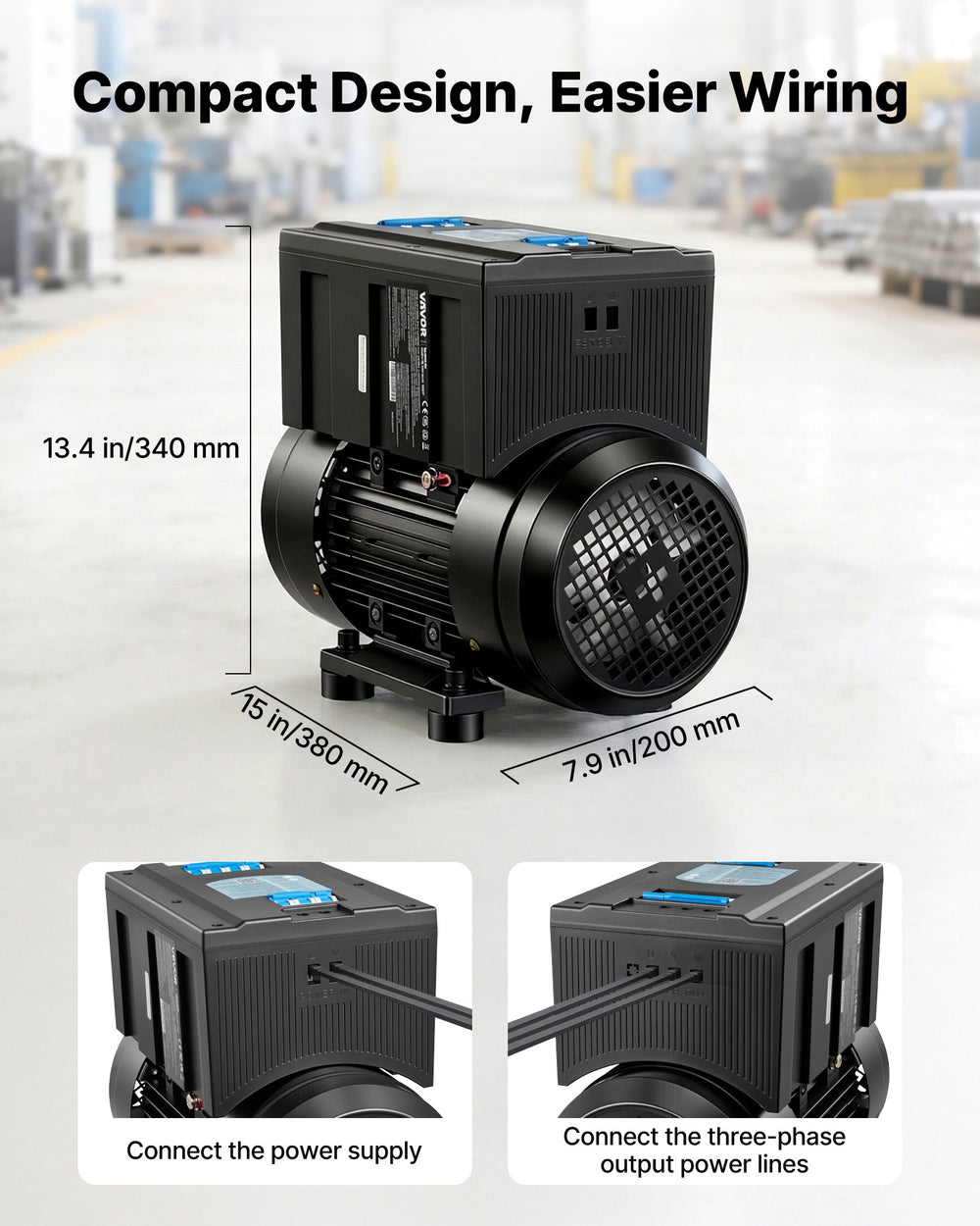 Compact design - easier wiring and dimensions illustration