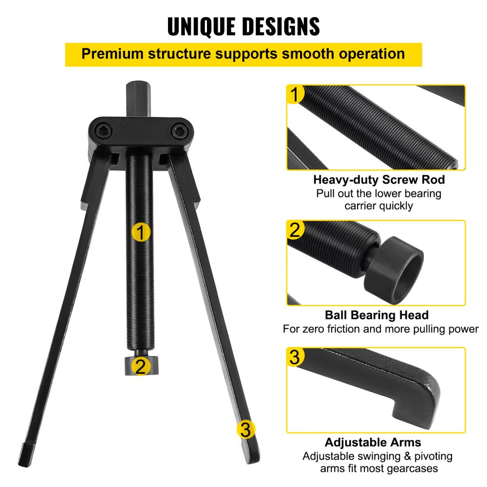 VEVOR Lower Bearing Carrier Puller, Compatible with Yamaha, Johnson, Evinrude, Honda, Mercury, Robust Steel Marine Lower Bearing Puller with Adjustable Arms, Works for Lower Carrier Bearing Removing
