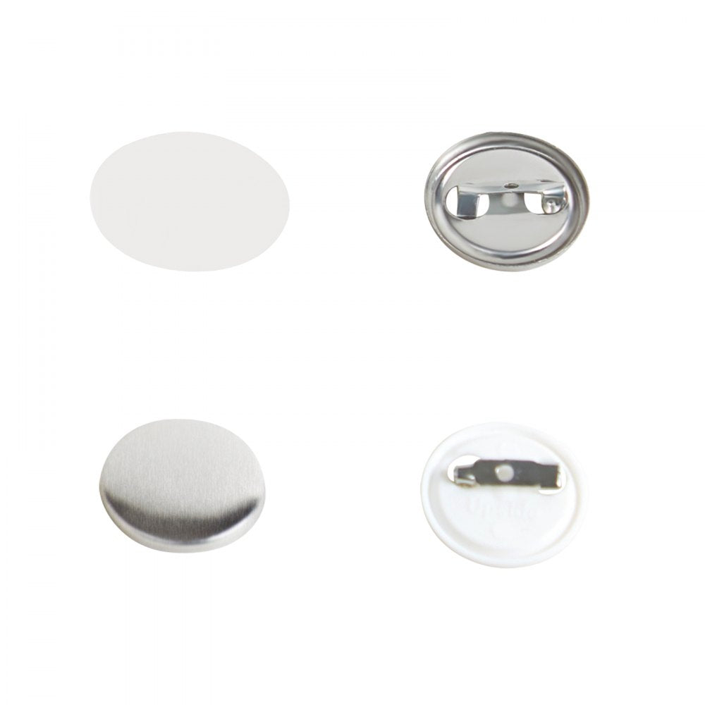 VEVOR 500 Sets 1 inch 25mm Pin Back Button Parts, DIY Round Button Badge Parts, Set Includes Metal Top, Plastic/Metal Button, Clear Film, and Blank Paper For Gifts Presents, Machine NOT Included