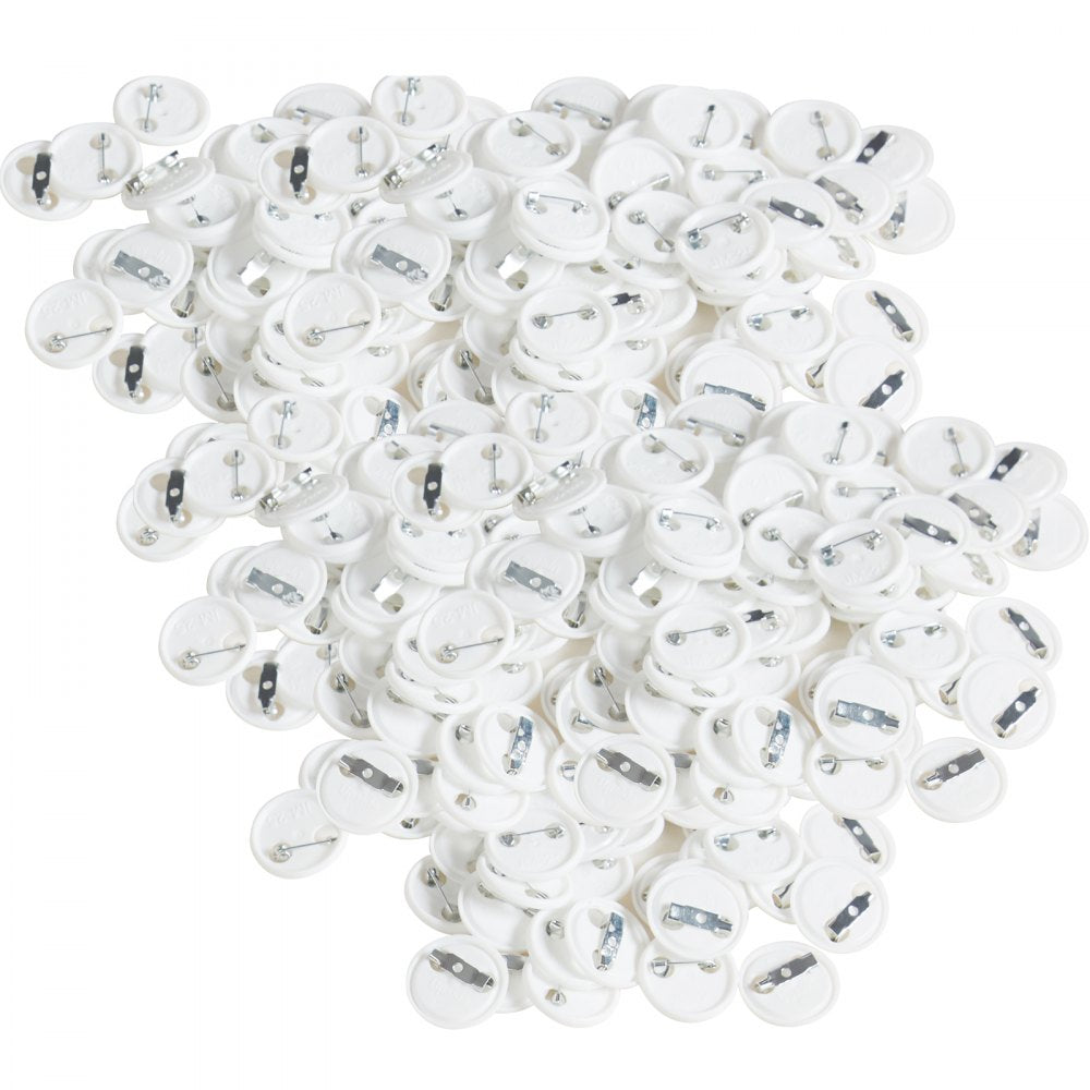 VEVOR 500 Sets 1 inch 25mm Pin Back Button Parts, DIY Round Button Badge Parts, Set Includes Metal Top, Plastic/Metal Button, Clear Film, and Blank Paper For Gifts Presents, Machine NOT Included