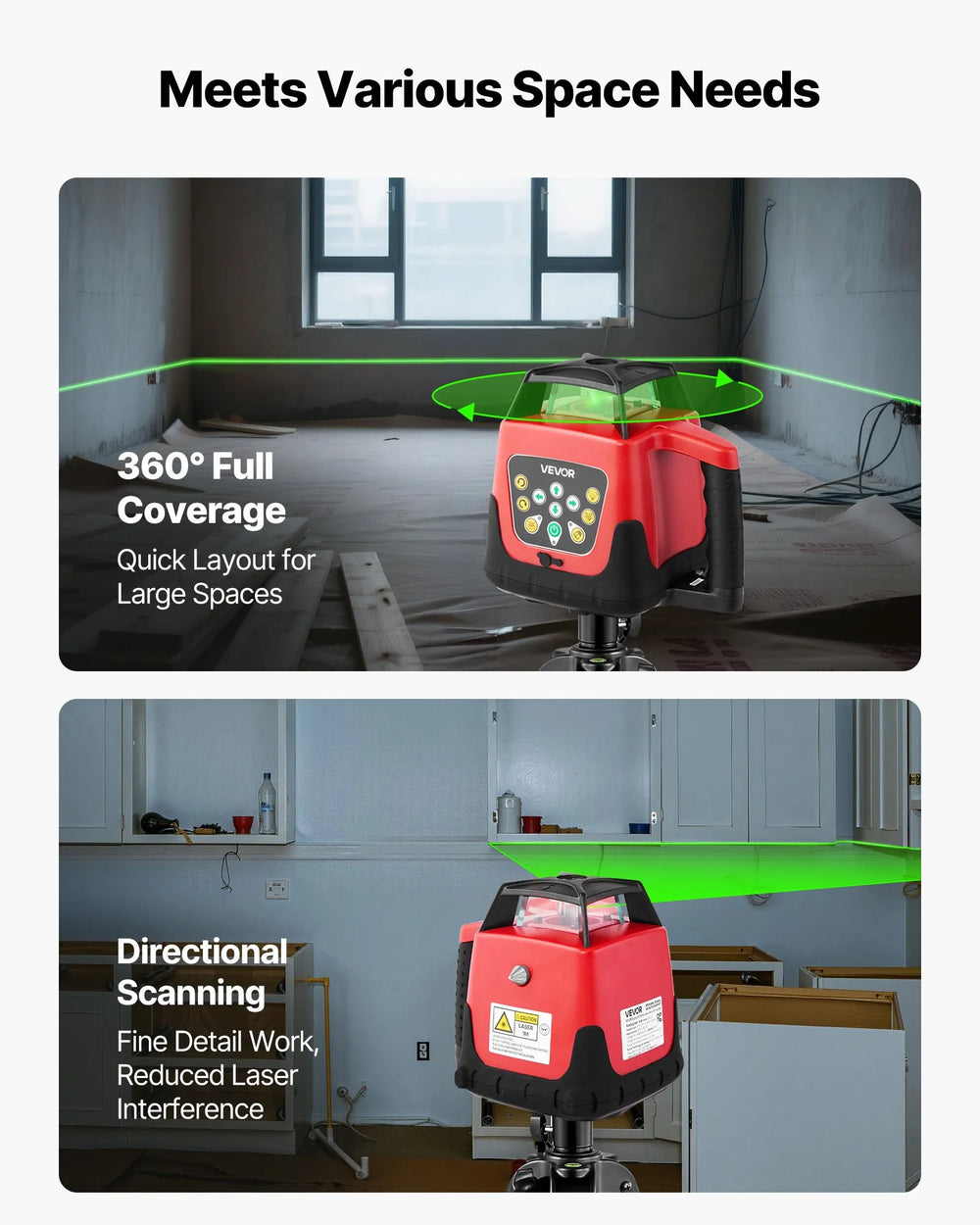 VEVOR rotary laser level 360° full coverage and directional scanning