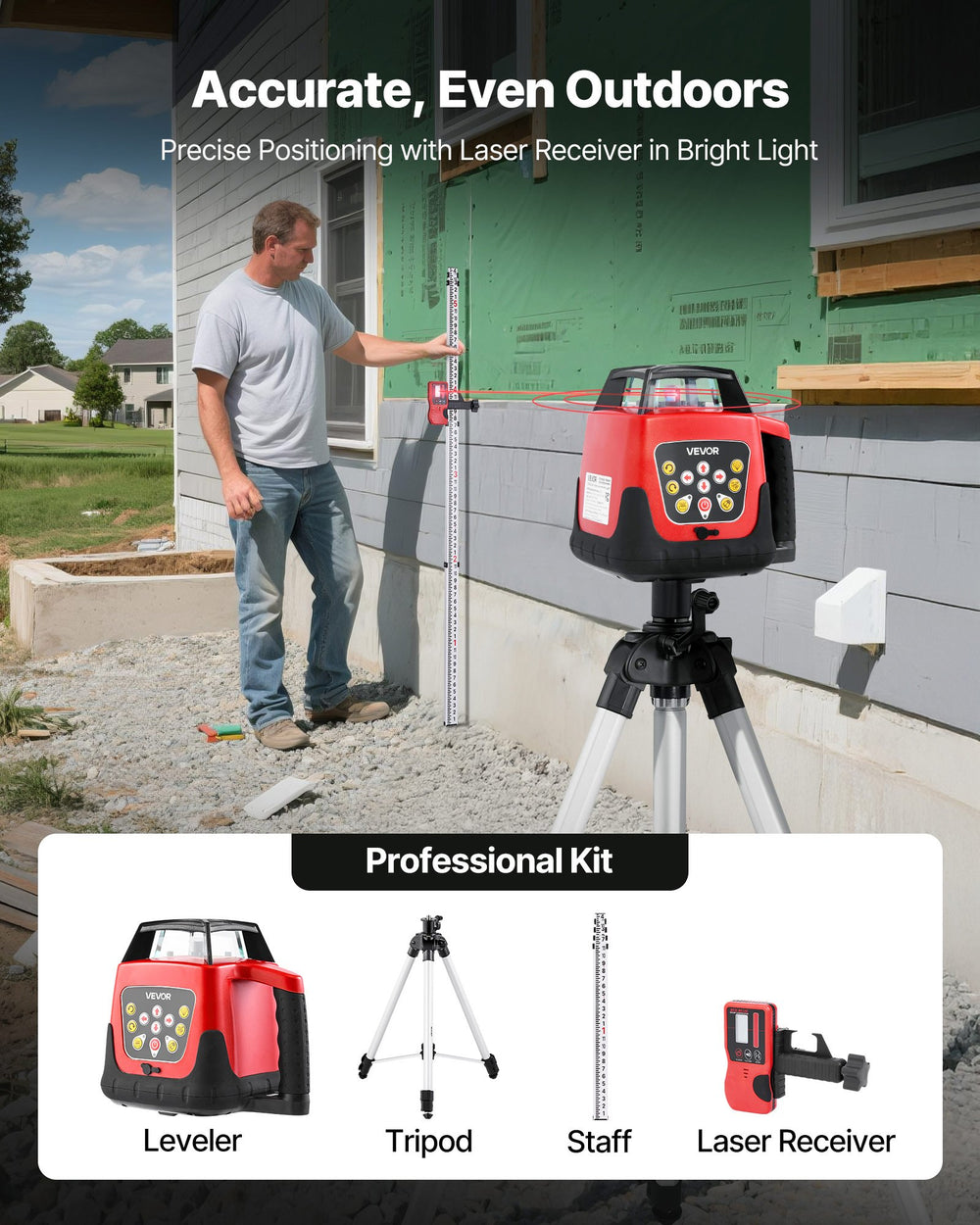 VEVOR Rotary Laser Level Kit (LRE203) image 1