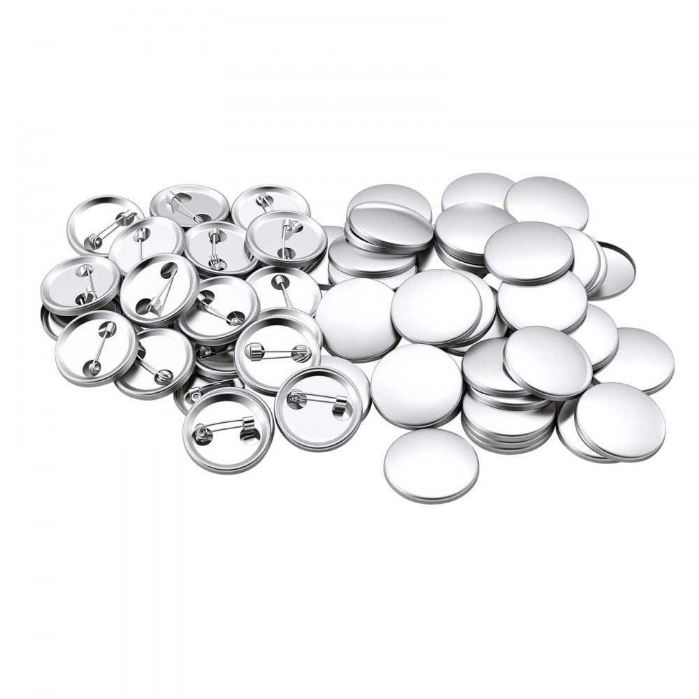 VEVOR Button Maker Supplies 200 Sets 0.98 in / 25 mm Pin Back Button Parts, with Metal Backs, Metal Shells, Clear Mylar Films, and Blank Circle Papers, for Home DIY, School Events, and Custom Studio