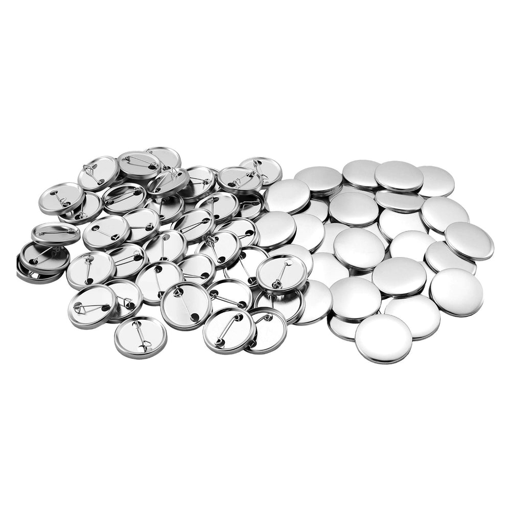 VEVOR Button Maker Supplies 200 Sets 1.26 in / 32 mm Pin Back Button Parts, with Metal Backs, Metal Shells, Clear Mylar Films, and Blank Circle Papers, for Home DIY, School Events, and Custom Studio