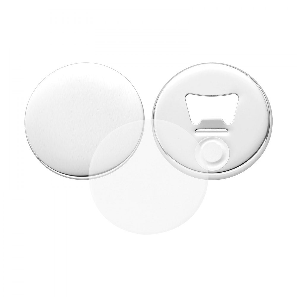 VEVOR Button Maker Supplies 50 Sets 2.28 in / 58 mm Refrigerator Magnets, Bottle Openers, and Keychains Button Parts with Backs, Shells, Clear Mylar Films, and Blank Circle Papers, for Home DIY