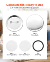 VEVOR Button Maker Supplies 200 Sets 2.28 in / 58 mm Pin Back Button Parts, with Metal Backs, Metal Shells, Clear Mylar Films, and Blank Circle Papers, for Home DIY, School Events, and Custom Studio