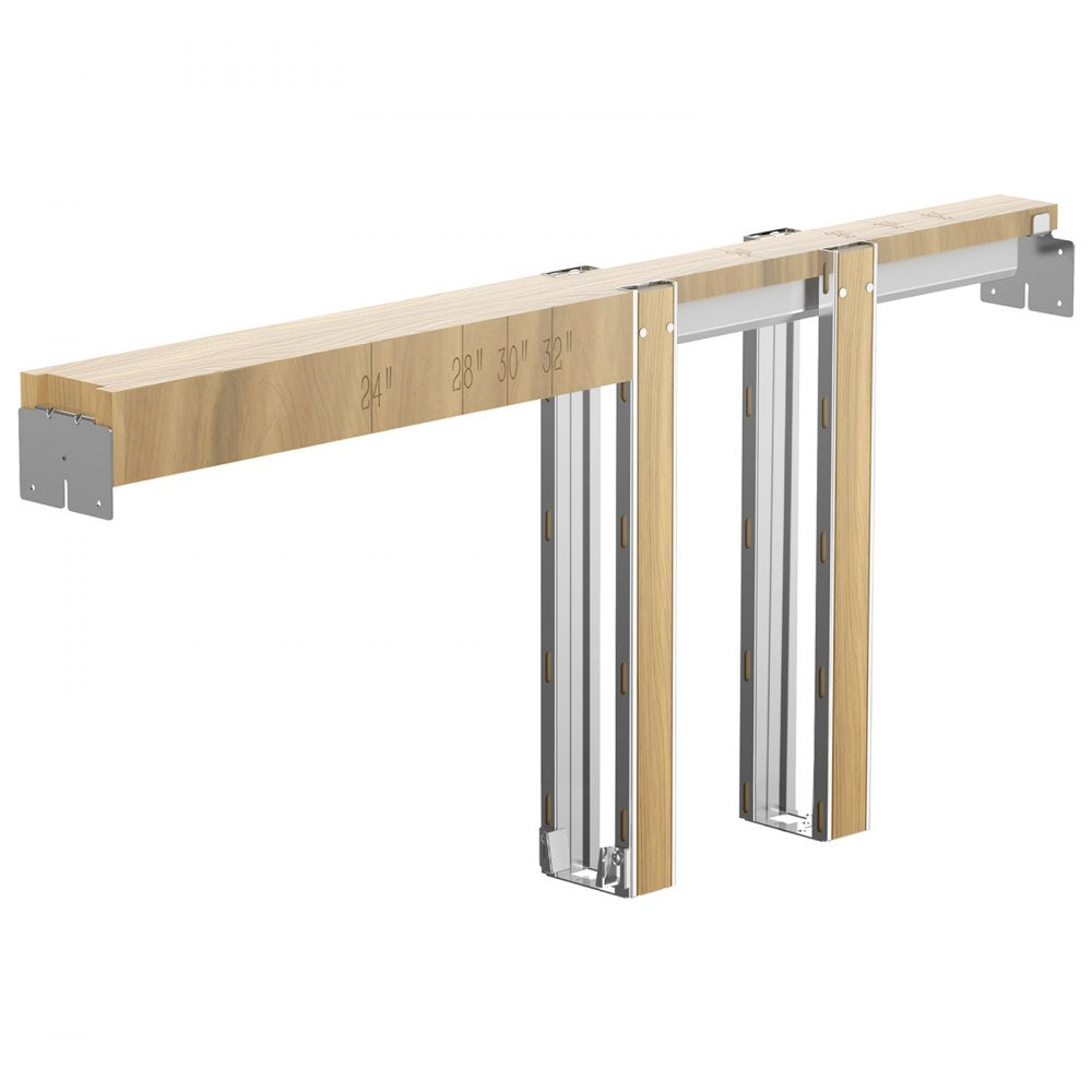 VEVOR Pocket Door Frame Kit, for 24-36 in Wide 80 in High Door, Pocket Door Kit with Two-Way Soft Close Mechanism, Slide Smoothly Quietly, Easy to Install, Wood and Galvanized Steel, for Living Room