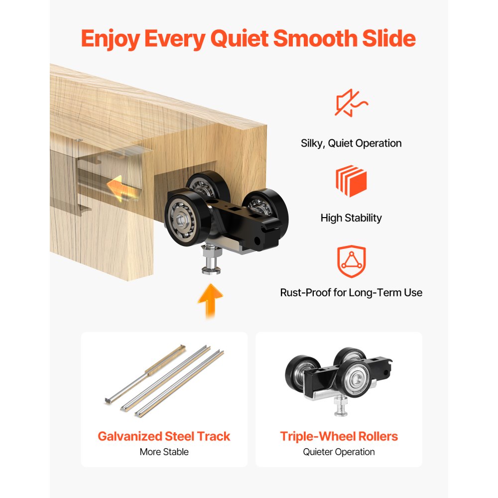 VEVOR Pocket Door Frame Kit, for 48-72 in Wide 80 in High Door, Pocket Door Kit with Two-Way Soft Close Mechanism, Slide Smoothly Quietly, Easy to Install, Wood and Galvanized Steel, for Living Room