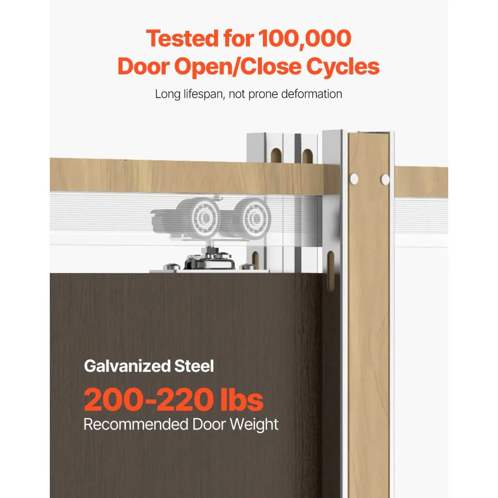 VEVOR Pocket Door Frame Kit, for 48-72 in Wide 80 in High Door, Pocket Door Kit with Two-Way Soft Close Mechanism, Slide Smoothly Quietly, Easy to Install, Wood and Galvanized Steel, for Living Room