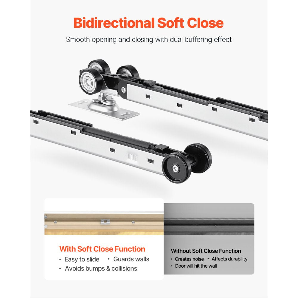VEVOR Pocket Door Frame Kit, for 24-32 in Wide 80 in High Door, Pocket Door Kit with Two-Way Soft Close Mechanism, Slide Smoothly Quietly, Easy to Install, Premium Galvanized Steel, for Living Room
