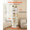 VEVOR 7 Tiers Rotating Shoe Rack Tower with Wheels, Movable 360° Spinning Carousel Display, Lazy Susan Organizer Closet Shelf for Living Room, Entryway, White