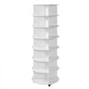 VEVOR 7 Tiers Rotating Shoe Rack Tower with Wheels, Movable 360° Spinning Carousel Display, Lazy Susan Organizer Closet Shelf for Living Room, Entryway, White