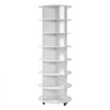VEVOR 7 Tiers Rotating Shoe Rack Tower with Wheels, Movable 360° Spinning Carousel Display, Lazy Susan Organizer Closet Shelf for Living Room, Entryway, White