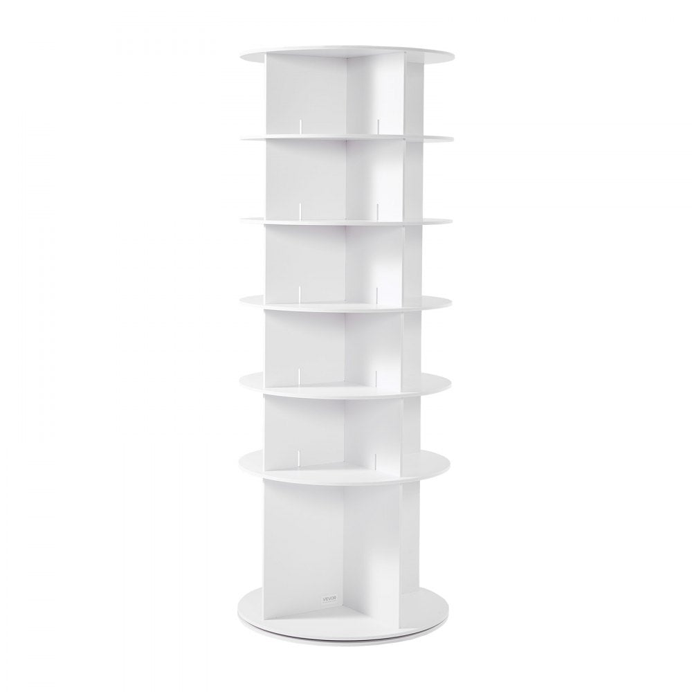 VEVOR 6 Tiers Rotating Shoe Rack Tower, 360° Spinning Shoe Rack, Revolving Storage Round Carousel Display, Freestanding Lazy Susan Organizer Display for Bedroom, Living Room, Entryway, Closet, White