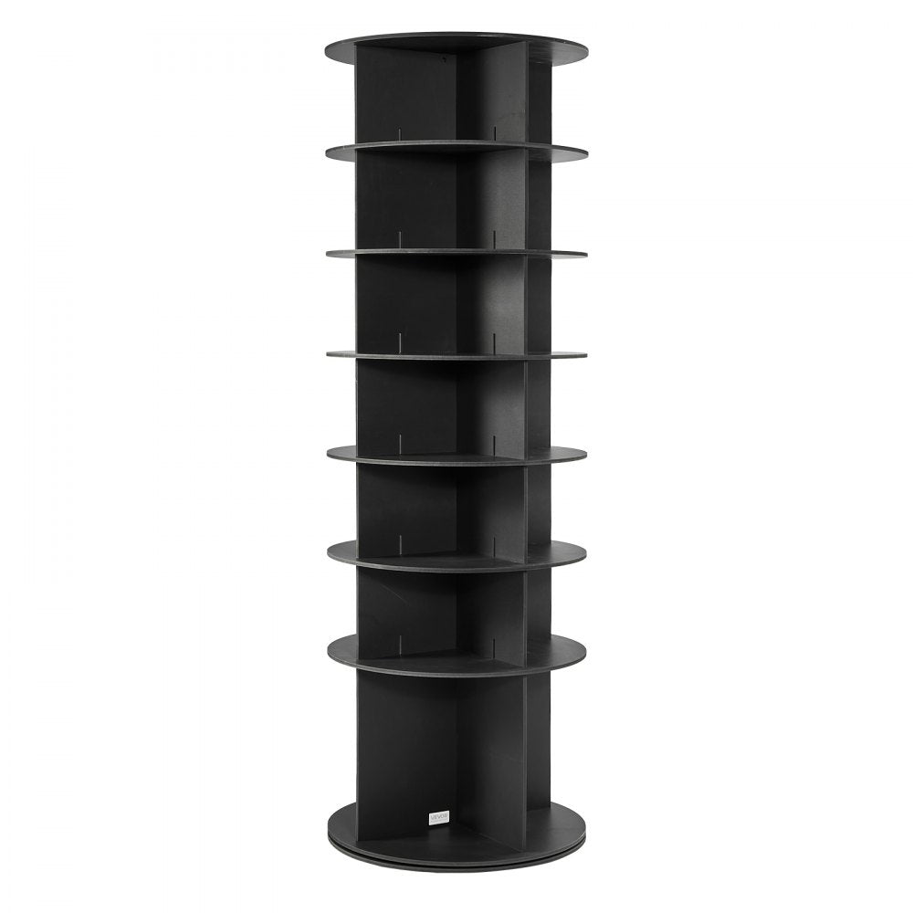 VEVOR 7 Tiers Rotating Shoe Rack Tower, 360° Spinning Shoe Rack, Revolving Storage Round Carousel Display, Freestanding Lazy Susan Organizer Display for Bedroom, Living Room, Entryway, Closet, Black