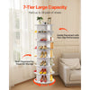 VEVOR 7 Tiers Rotating Shoe Rack Tower, 360° Spinning Shoe Rack, Revolving Storage Round Carousel Display, Freestanding Lazy Susan Organizer Display for Bedroom, Living Room, Entryway, Closet, White