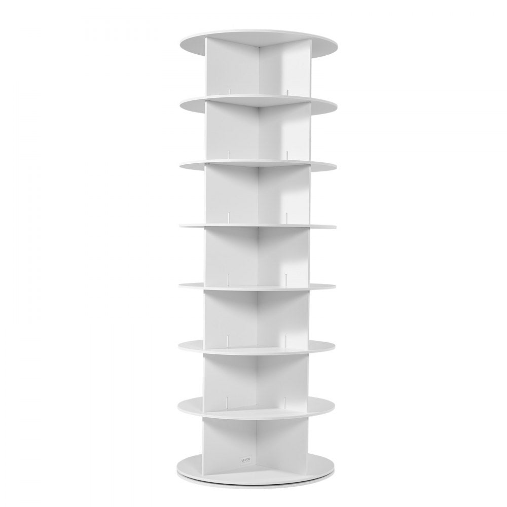 VEVOR 7 Tiers Rotating Shoe Rack Tower, 360° Spinning Shoe Rack, Revolving Storage Round Carousel Display, Freestanding Lazy Susan Organizer Display for Bedroom, Living Room, Entryway, Closet, White