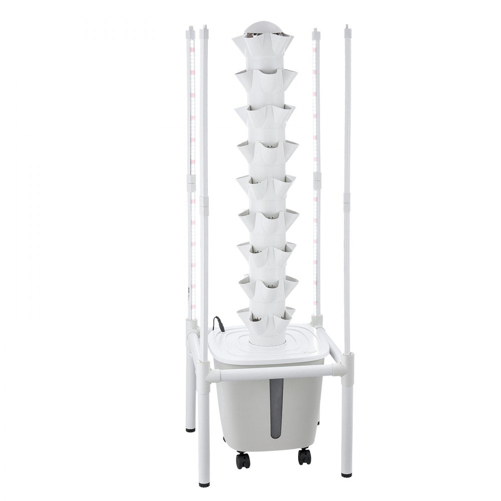 VEVOR Hydroponic Tower, 45 Pods 9 Tiers Hydroponics Growing System Kit with LED Grow Light, App Control & Casters, Vertical Home Garden with 20L Water Tank & Pump for Indoor Herbs, Fruits, Vegetables