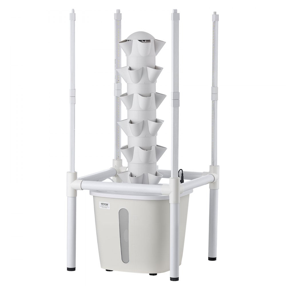 VEVOR Hydroponic Tower, 30 Pods 6 Tiers Hydroponics Growing System Kit with LED Grow Light & App Control, Vertical Home Garden with 20L Water Tank & Pump, Planter for Indoor Herbs, Fruits, Vegetables