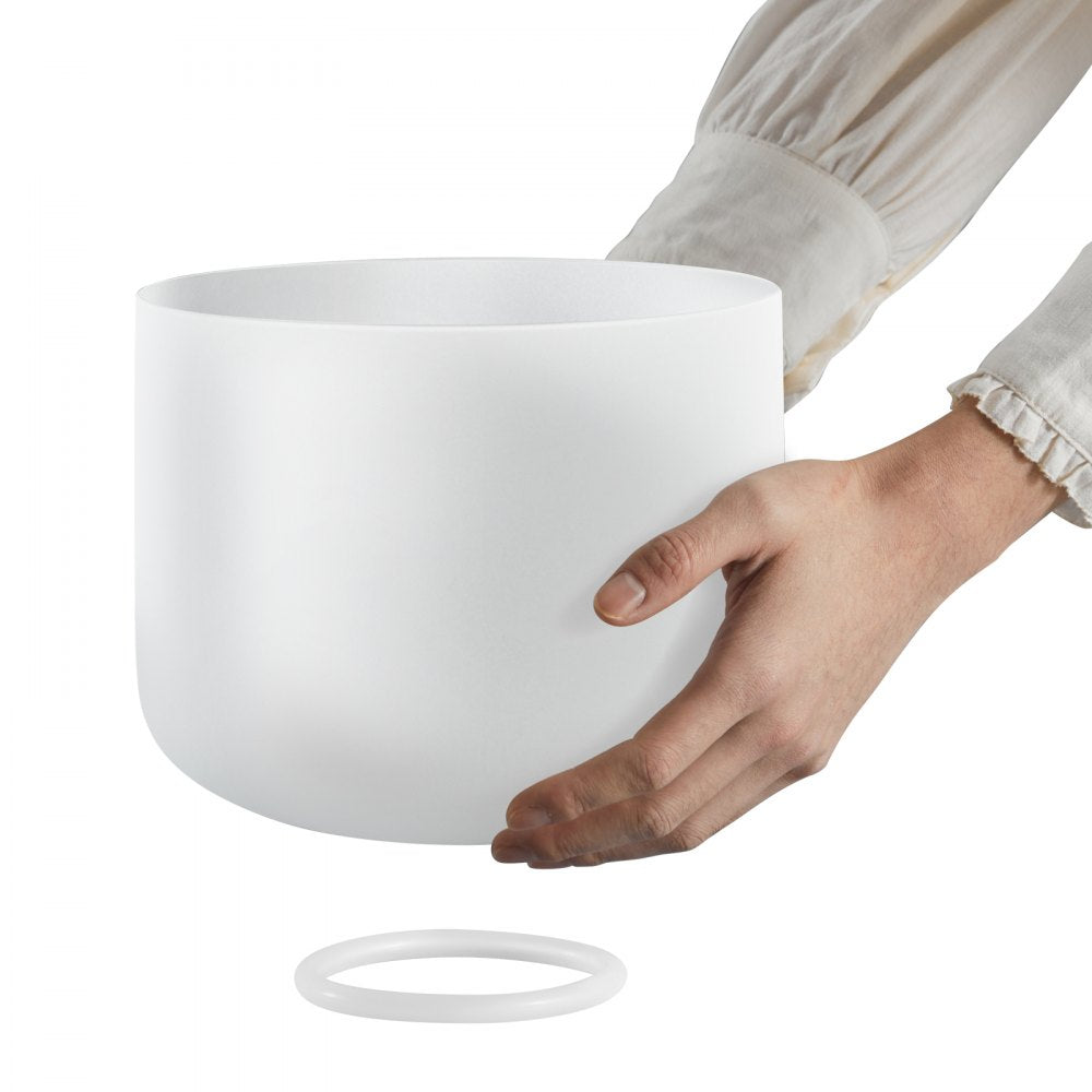 VEVOR Crystal Singing Bowl, 8-inch F Note Heart Chakra Singing Bowl, Frosted Quartz Singing Bowl with Rubber Mallet and O-Ring, Perfect for Meditation, Yoga, Sound Baths, Sound Healing