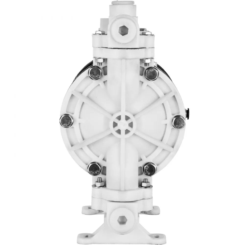 VEVOR Air-Operated Double Diaphragm Pump, 1/2 in Inlet & Outlet, Polypropylene Body, 2.5 GPM & Max 80PSI, PTFE Diaphragm Pneumatic Transfer Pump for Petroleum, Diesel, Oil & Low Viscosity Fluids