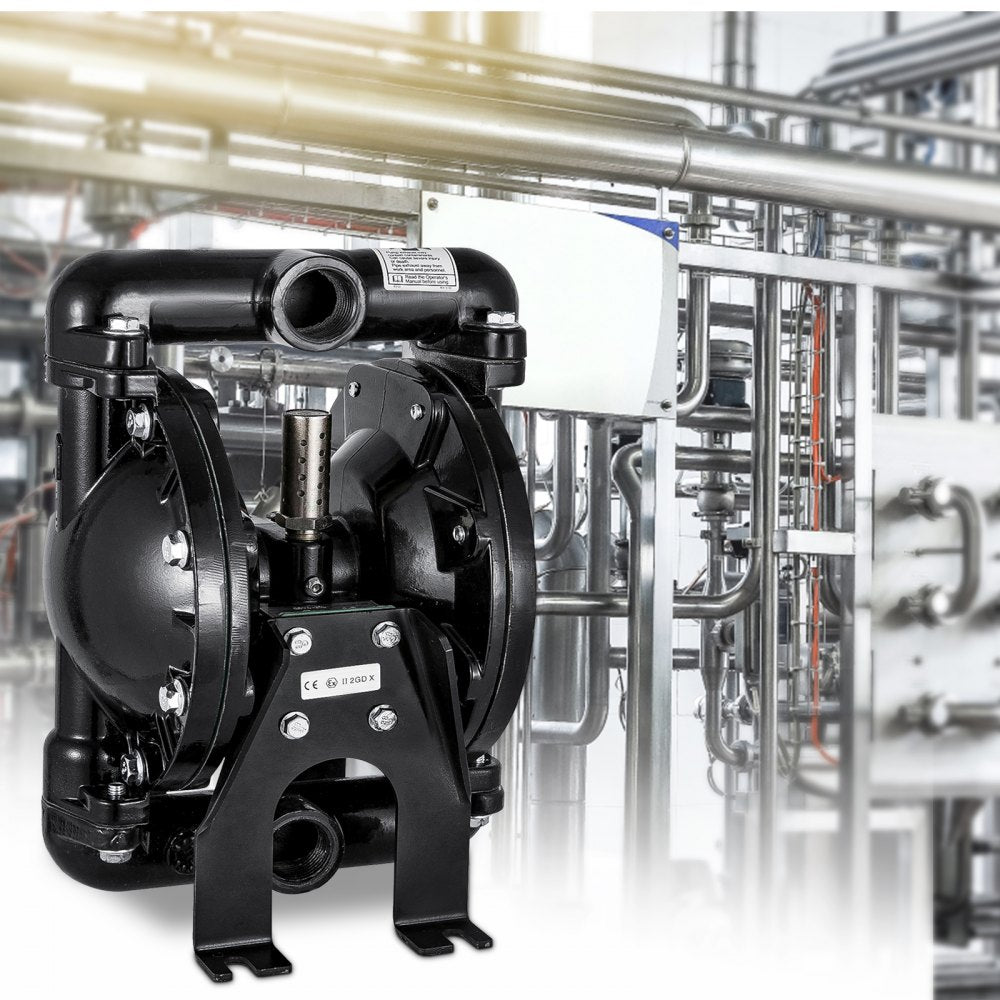 VEVOR Air-Operated Double Diaphragm Pump 1 inch Inlet Outlet Aluminum 24 GPM Max 120PSI for Industrial Use