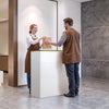 VEVOR Reception Desk, 50 inch Rectangular Front Counter Table, Modern Office Reception Desk with Light Strip, 3 Drawers & Storage Cabinets, Retail Counter Table for Checkout, Lobby, Salon, Office