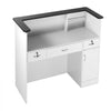 VEVOR Reception Desk, 50 inch Rectangular Front Counter Table, Modern Office Reception Desk with Light Strip, 3 Drawers & Storage Cabinets, Retail Counter Table for Checkout, Lobby, Salon, Office